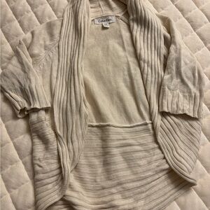 Calvin Klein Women's Cream Open-Front Sweater
